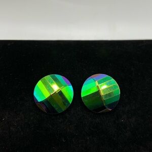 West Germany Earrings Iridescent Glass Art Deco